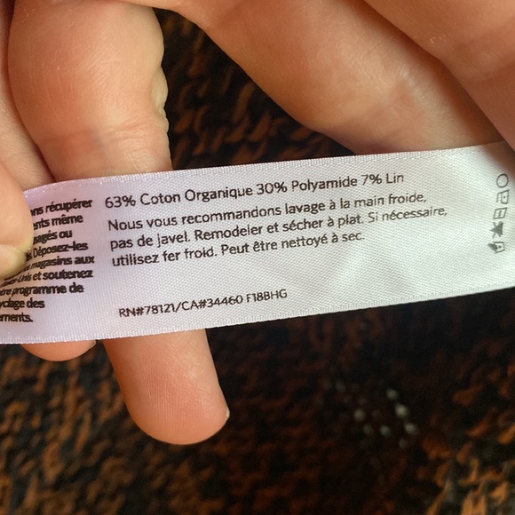 NWOT Eileen Fisher Organic Cotton & Linen Funnel-Neck Sweater in Nutmeg, size S - Picture 5 of 6